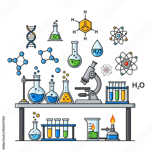 Chemistry Lab Equipment and Molecular Models: Science, Research, Education