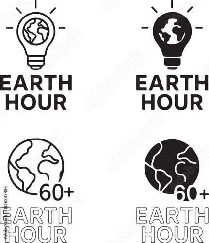 Isolated Earth Hour Social Media Icon, Earth hour global digital sustainability celebration design, Earth hour online campaign banner, eco promotion marketing vector