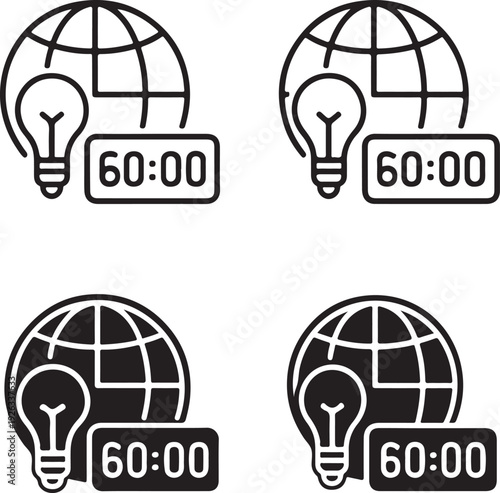 Isolated Earth Hour Countdown Icon, Earth hour global sustainability awareness celebration design, Earth hour campaign banner marketing, eco promotion vector
