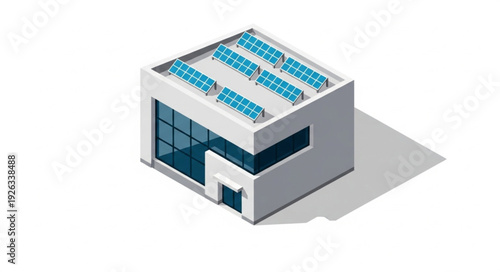 Modern Building with Solar Panels.