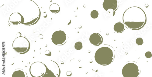 Abstract olive green circles and arcs on white background
