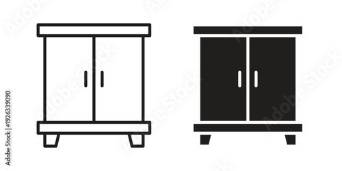 Cabinet icons with different styles. Vector logo illustration simple design.