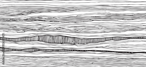 Black and white abstract horizontal wavy line pattern