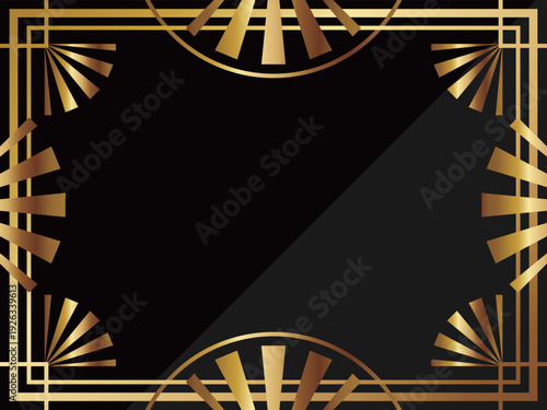 高級感のあるアールデコ背景　ブラック＆ゴールド