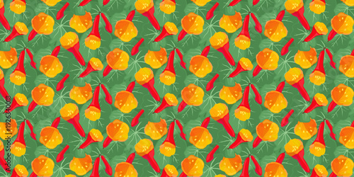 Seamless pattern Mashua Andean Tuber Root Vegetable