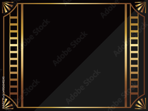 高級感のあるアールデコ背景　ブラック＆ゴールド