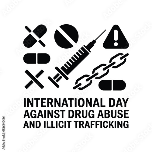 International day against drug abuse trafficking icons