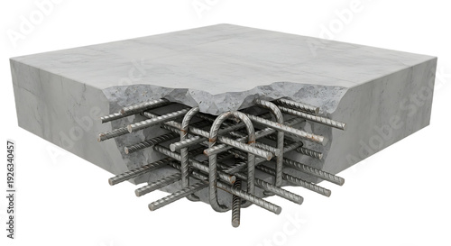 3D reinforced concrete corner exposed rebar tips