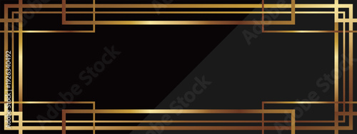 高級感のあるアールデコのバナー背景　ブラック＆ゴールド