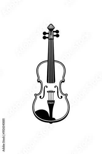 Elegant Black and White Violin Outline Icon Vector Art for Music Enthusiasts, Orchestra Themes, and Classical Instrument Visuals – Ideal for Educational Materials, Graphic Design Projects and Art.