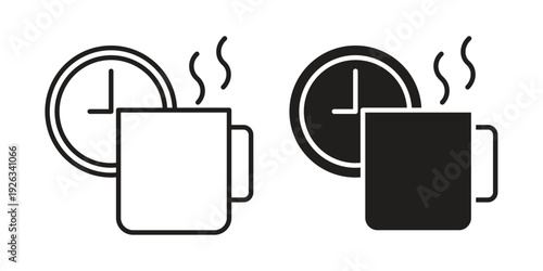 Coffee time icons with different styles. Vector logo illustration simple design.