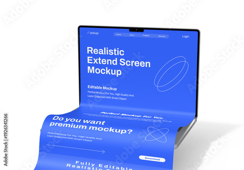 Realistic Laptop Long Scroll Mockup Template