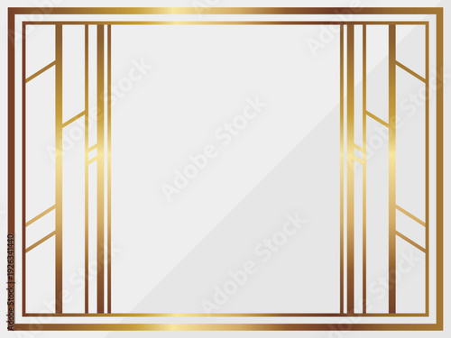 高級感のあるアールデコ背景　ホワイト＆ゴールド