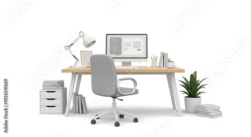 Modern Office Workspace with Computer.