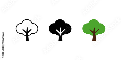 Tree Nature Forest Vector Icon Set