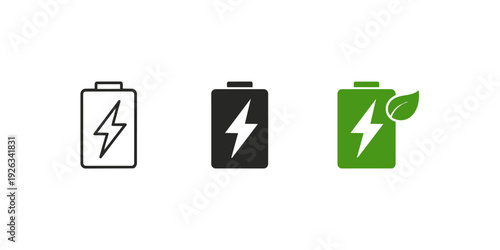 Battery Power Energy Vector Icon Set