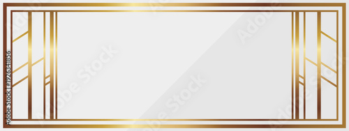 高級感のあるアールデコのバナー背景　ホワイト＆ゴールド