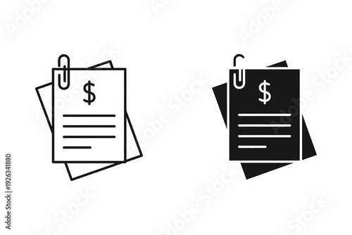 Invoice and Dollar Sign Icons - Financial Document and Payment
