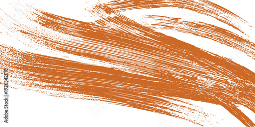 Orange paint brush strokes on white background