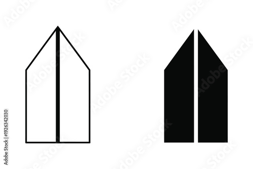 Open and Closed Door Icon Vector Set, Simple Geometric Shapes