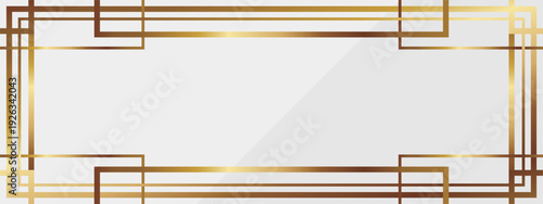 高級感のあるアールデコのバナー背景　ホワイト＆ゴールド