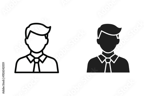 Businessman Icon - Professional Profile in Outline and Solid Styles