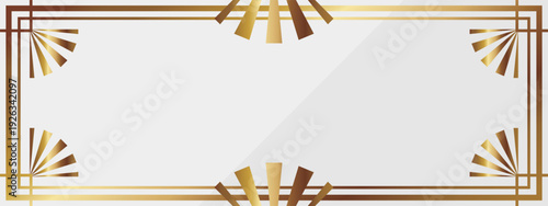 高級感のあるアールデコのバナー背景　ホワイト＆ゴールド