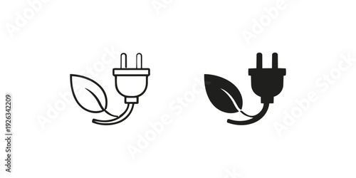 Eco Energy Plug Leaf Vector Icon
