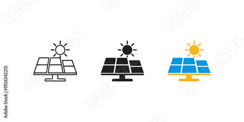 Solar Panel Sun Energy Vector Icon