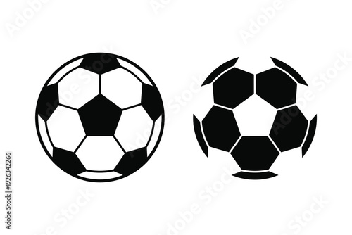 Classic Soccer Ball and Modern Design Icons - Black and White Vector Set