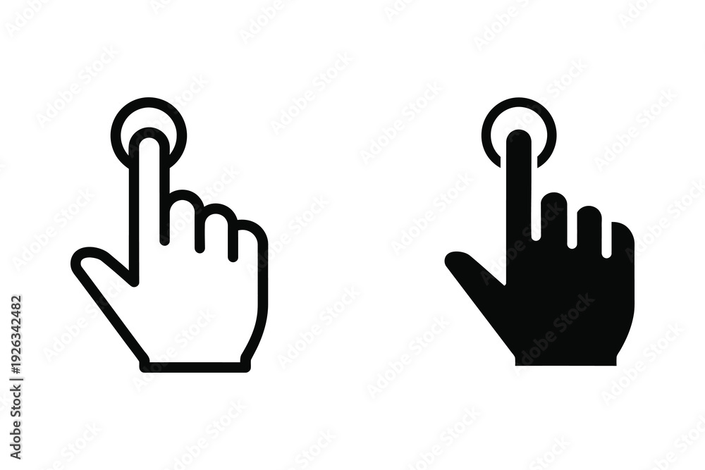 Fototapeta premium Hand Touch Icons in Outline and Solid Styles for User Interaction