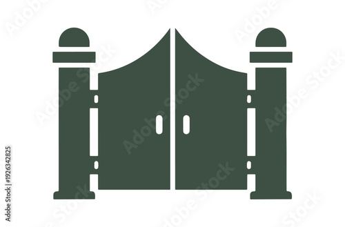 Gate emblem. Front angle. Simple vector illustration in flat style. Isolated on a white background. Isolate

