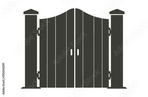 Gate symbol. Front perspective. Simple vector graphic illustration. Standalone object on a white backdrop. Isolate
