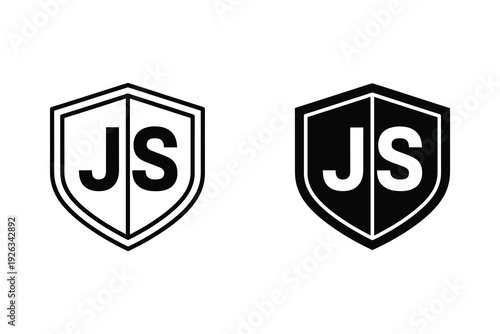 JavaScript Logo Icon Set: Outline and Solid Vector Graphics for Web Development