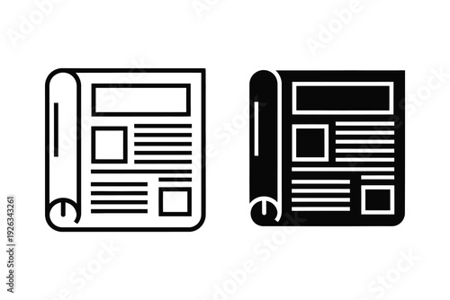 Rolled Newspaper Icon Set for News, Media, and Information