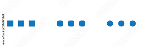 Set of loading or processing icons with three dots and circular arrow in various colors