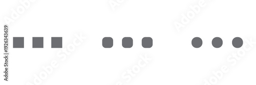 Set of loading or processing icons with three dots and circular arrow in various colors