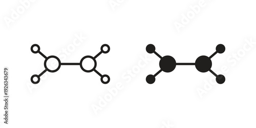 Ethylene molecule icons with different styles. Vector logo illustration simple design.
