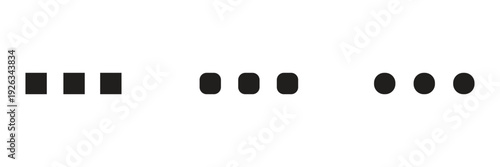 Set of loading or processing icons with three dots and circular arrow in various colors