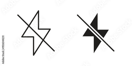 Flash off icons with different styles. Vector logo illustration simple design.