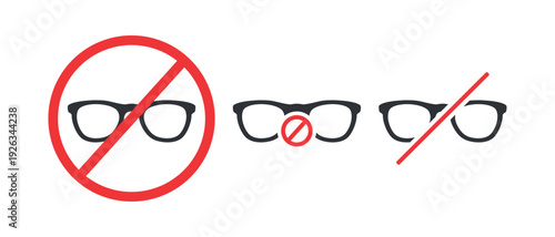 Prohibited Eyeglasses Icon. No Spectacles Sign Symbol. vector Illustration