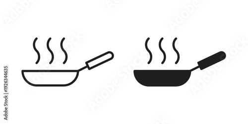 Frying pan icons with different styles. Vector logo illustration simple design.