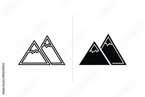 Mountain Peaks Icon: Nature, Adventure, and Summit Symbol
