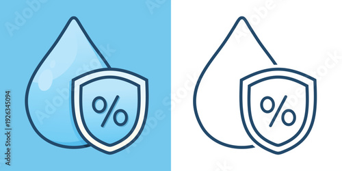 Water Safety Shield with Percent Icon. Vector Illustration