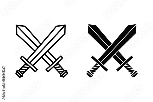 Crossed Swords Weapon Icon Set for Combat, Battle, and Medieval Themes