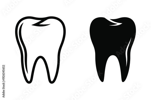 Vector Tooth Icon - Clean Outline and Solid Black for Dental Health