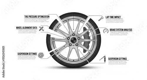 Motorcycle Wheel Parts Diagram Illustration.