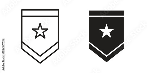 Military rank badge icons with different styles. Vector logo illustration simple design.