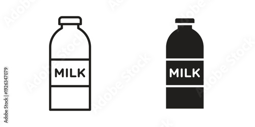 Milk bottle icons with different styles. Vector logo illustration simple design.