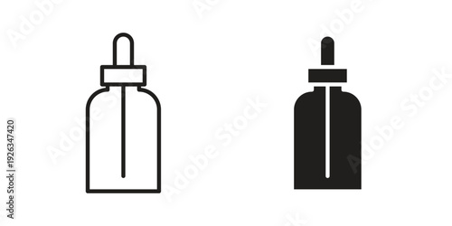 Oil dropper bottle icons with different styles. Vector logo illustration simple design.